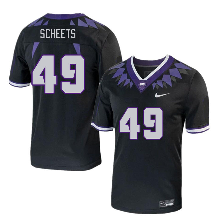 Men #49 Austin Scheets TCU Horned Frogs 2023 College Footbal Jerseys Stitched-Black - Click Image to Close